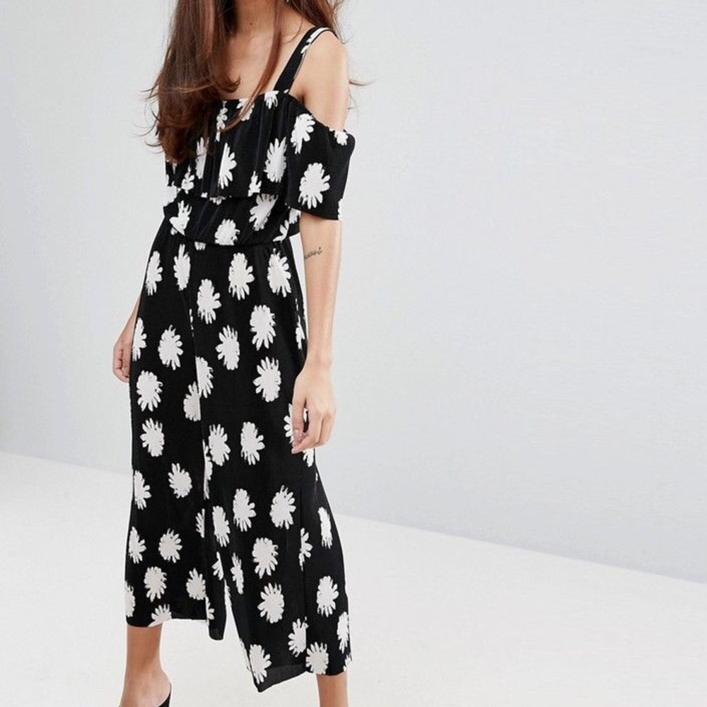 Cold shoulder floral jumpsuit